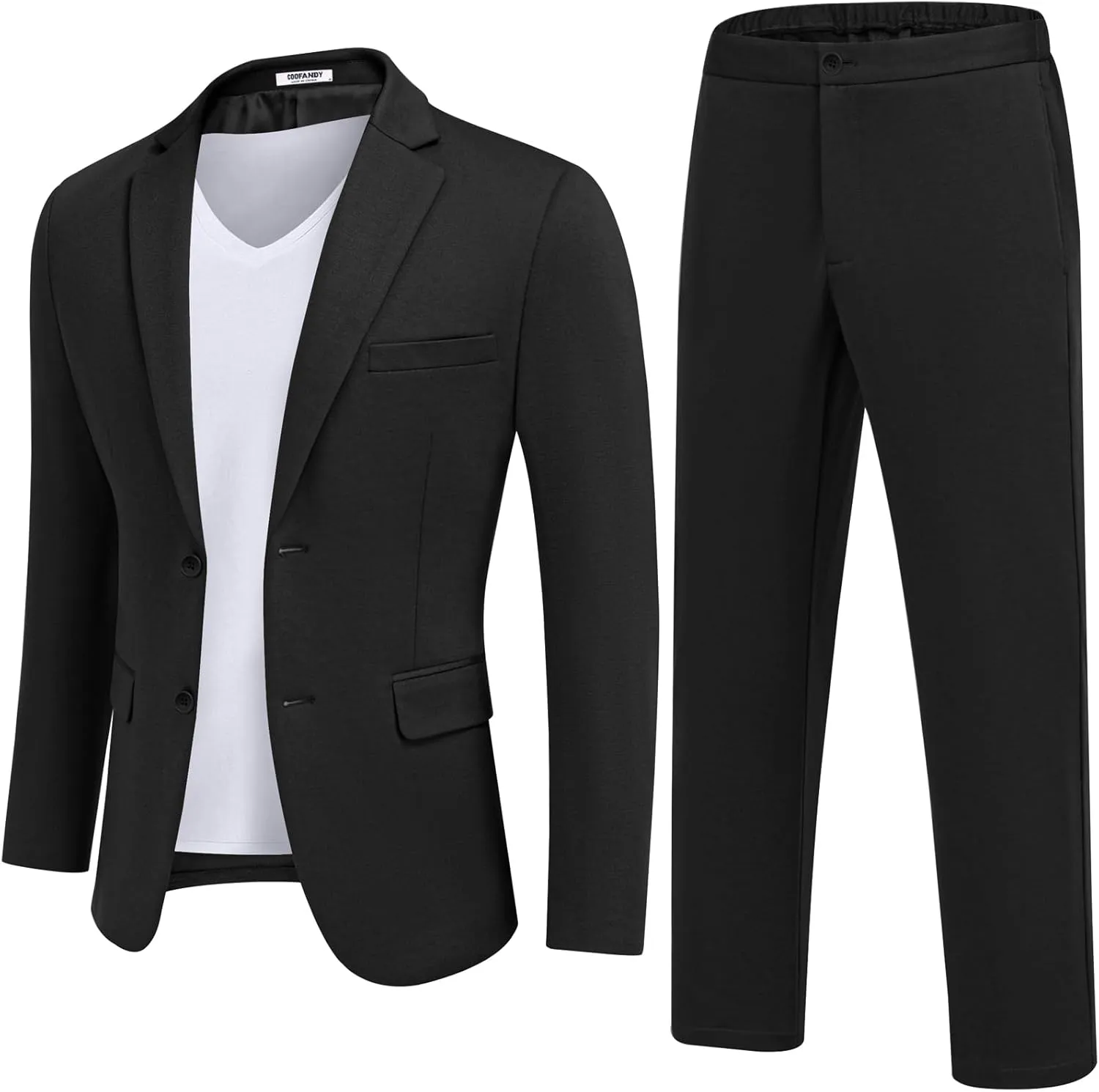 COOFANDY Men's Suits 2 Piece Slim Fit Suit Set 2 Button Lightweight Casual Knit Blazer Suit Jacket Pants