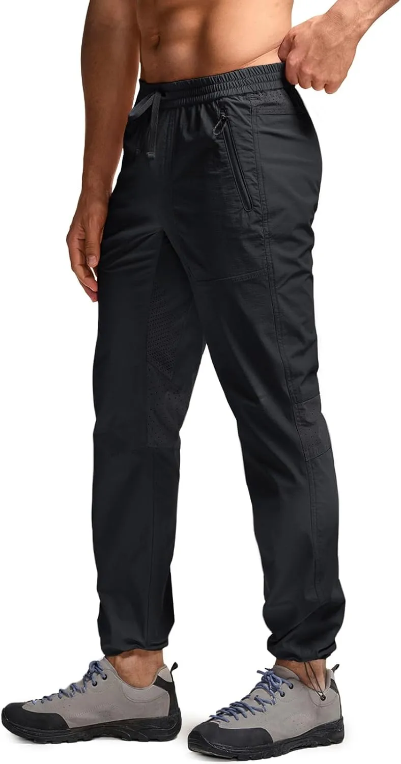 CQR Men's Lightweight Vent Hiking Pants, Water-Resistant & Breathable Sports Outdoor Athletic Pants with Elastic Waist
