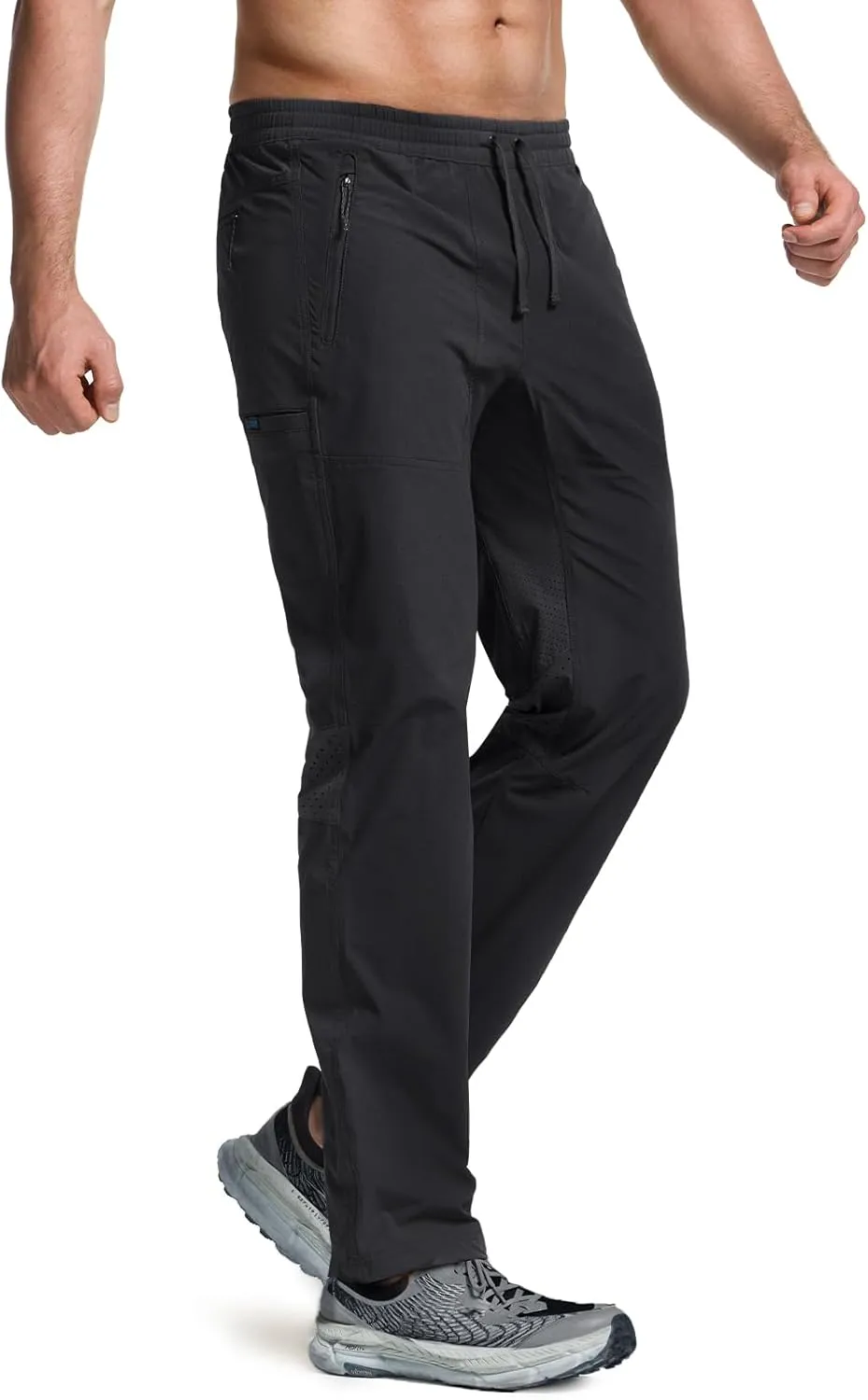 CQR Men's Lightweight Vent Hiking Pants, Water-Resistant & Breathable Sports Outdoor Athletic Pants with Elastic Waist