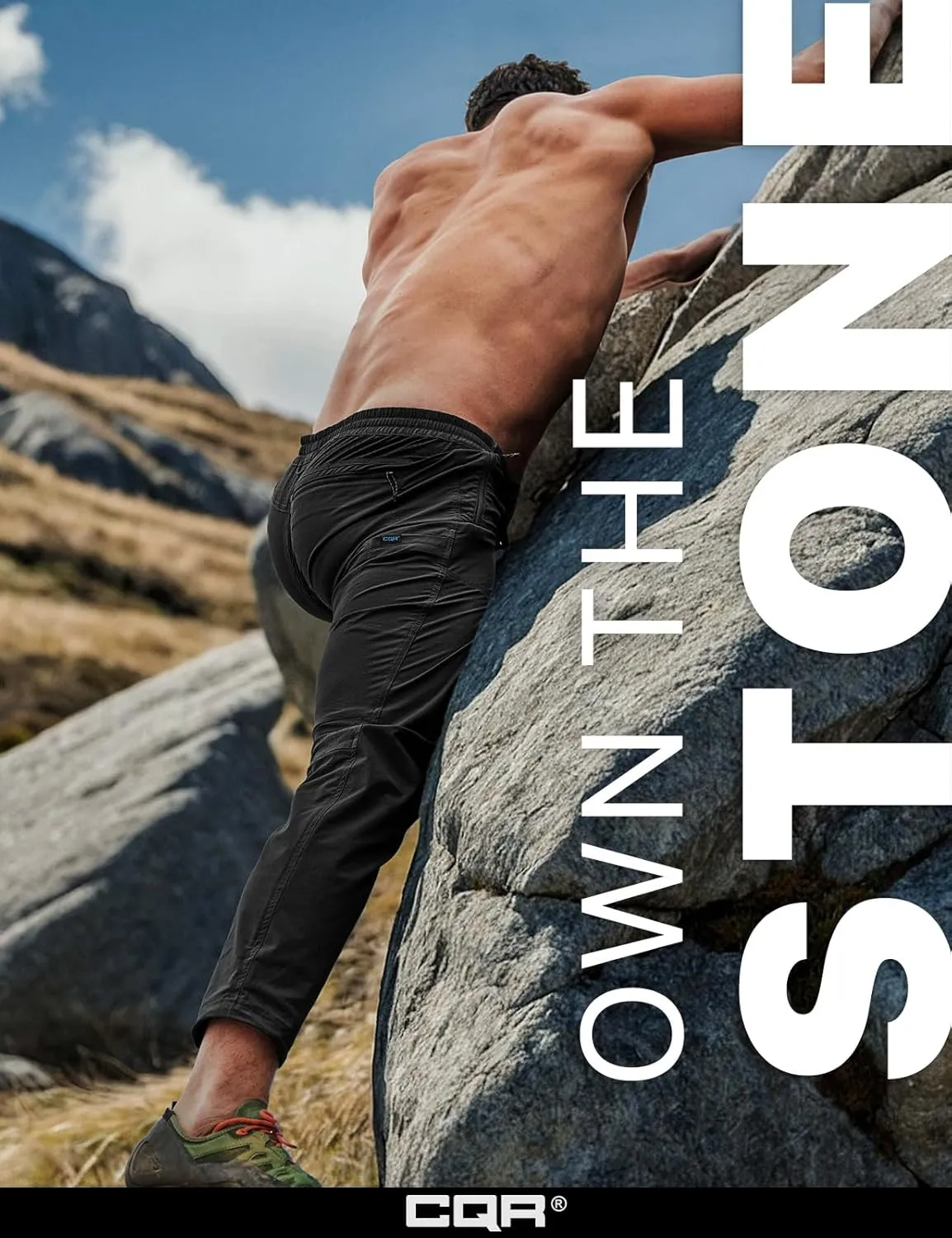 CQR Men's Lightweight Vent Hiking Pants, Water-Resistant & Breathable Sports Outdoor Athletic Pants with Elastic Waist