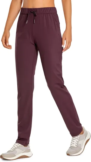 CRZ YOGA 4-Way Stretch Full Length Golf Pants for Women Tall 31" - Travel Sweatpants Workout Trousers with Pockets