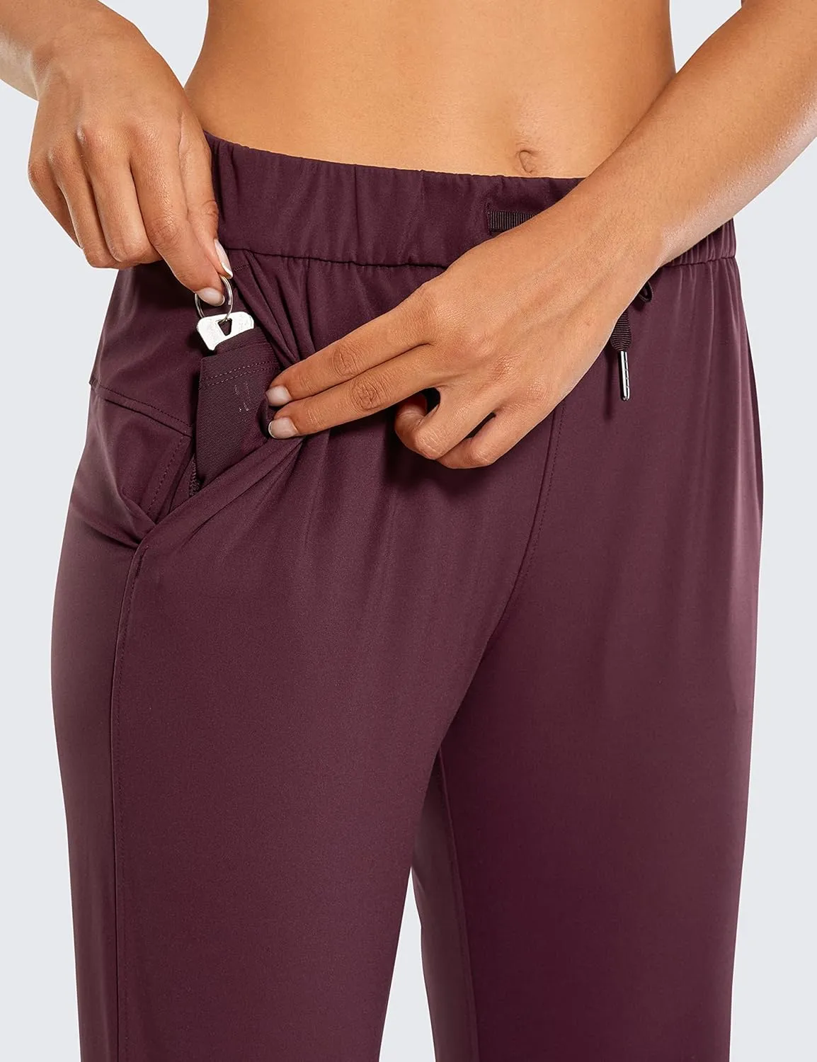 CRZ YOGA 4-Way Stretch Full Length Golf Pants for Women Tall 31" - Travel Sweatpants Workout Trousers with Pockets