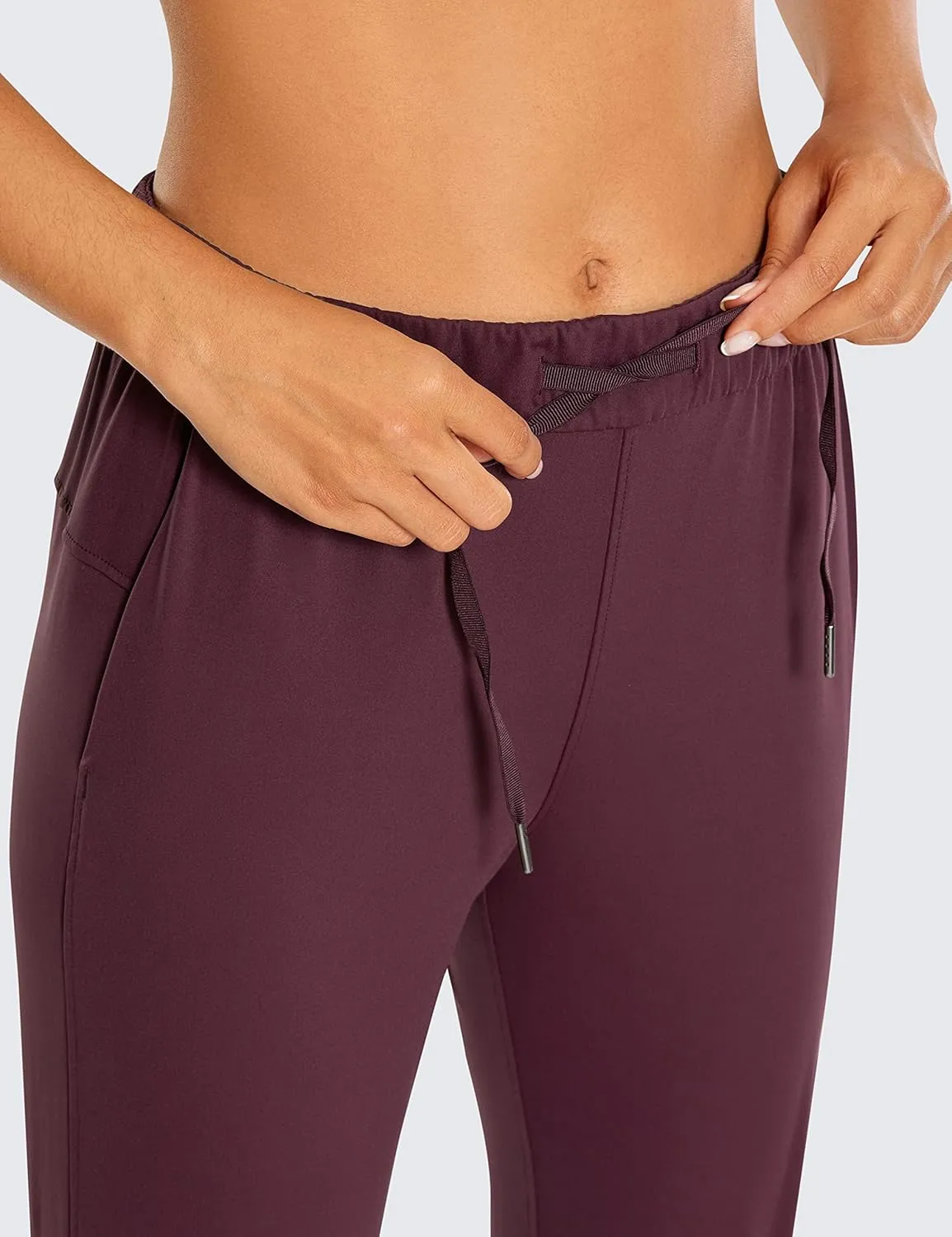 CRZ YOGA 4-Way Stretch Full Length Golf Pants for Women Tall 31" - Travel Sweatpants Workout Trousers with Pockets