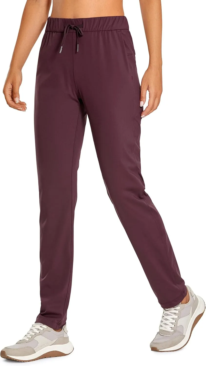 CRZ YOGA 4-Way Stretch Full Length Golf Pants for Women Tall 31" - Travel Sweatpants Workout Trousers with Pockets