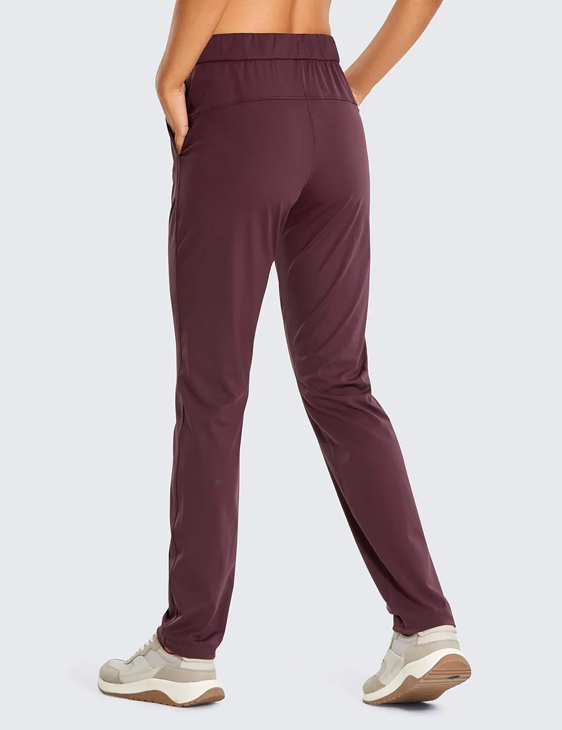 CRZ YOGA 4-Way Stretch Full Length Golf Pants for Women Tall 31" - Travel Sweatpants Workout Trousers with Pockets
