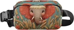 Cute Elephant Fanny Pack Water Resistant, Women Men Waist Pack Sling Bag Purse for Travel Hiking