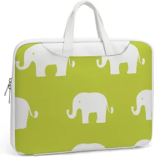 Cute Elephants Leather Bag Laptop Case Slim Water Resistant Computer Bags with Handle Briefcase for Work