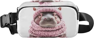 Cute Hippo Fanny Pack Water Resistant Waist Pack Sling Bag Purse for Women Men Travel Hiking