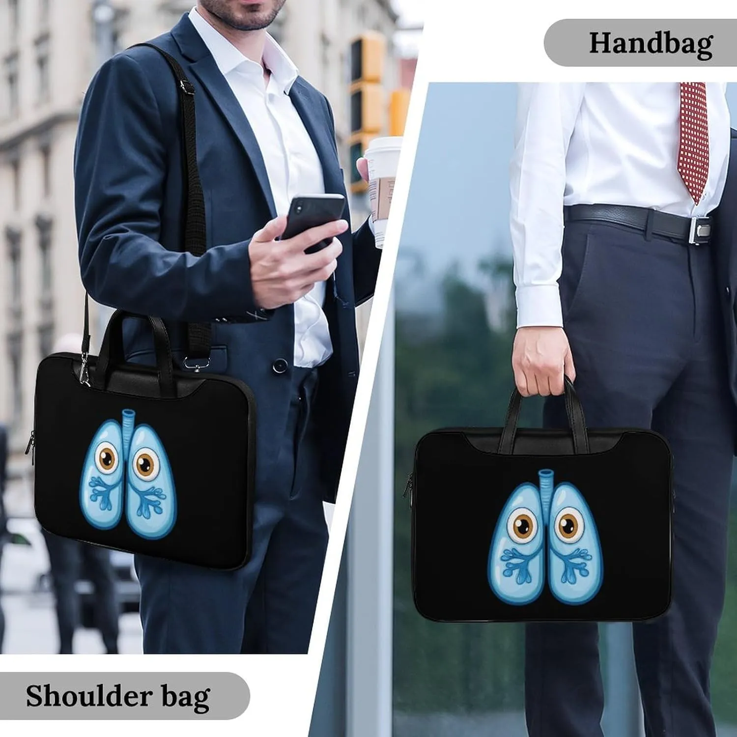 Cute Lungs Leather Bag Laptop Case Slim Water Resistant Computer Bags with Handle Briefcase for Work