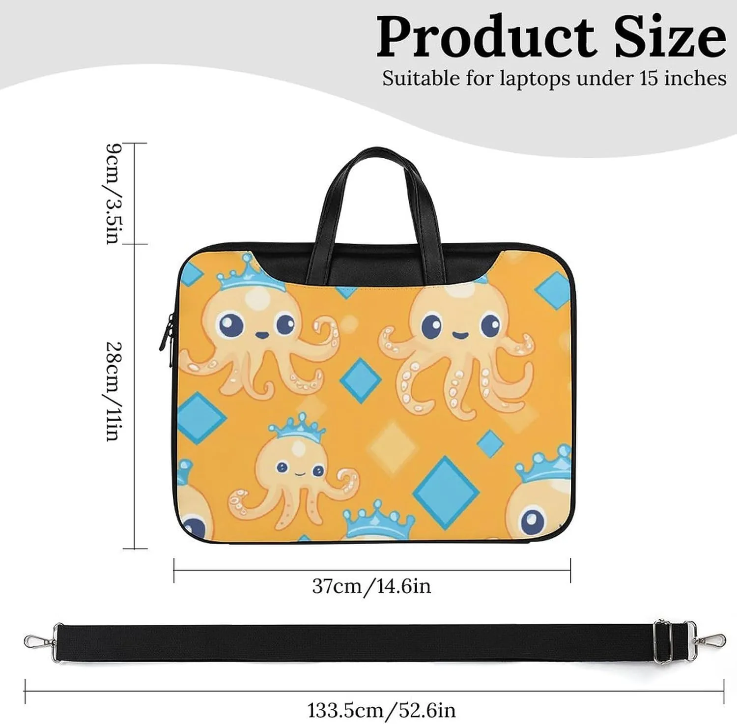 Cute Octopuses Leather Bag Laptop Case Slim Water Resistant Computer Bags with Handle Briefcase for Work