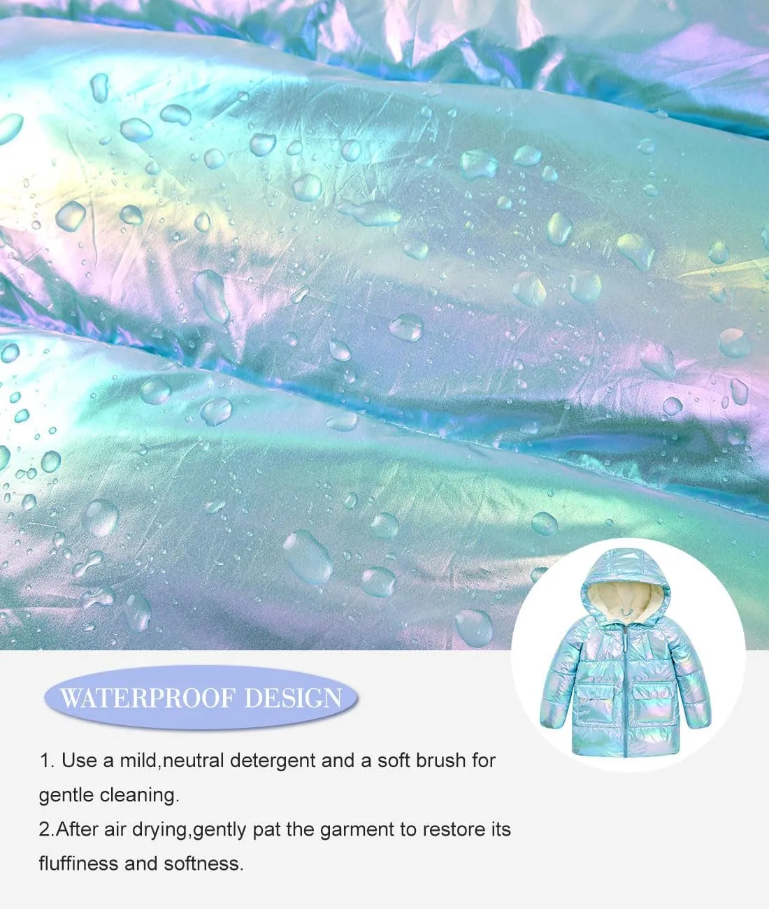 Cutemile 7-12 Years Girls Winter Long Fleece Coat Parka Metallic Puffer Jacket Outwear with Hooded
