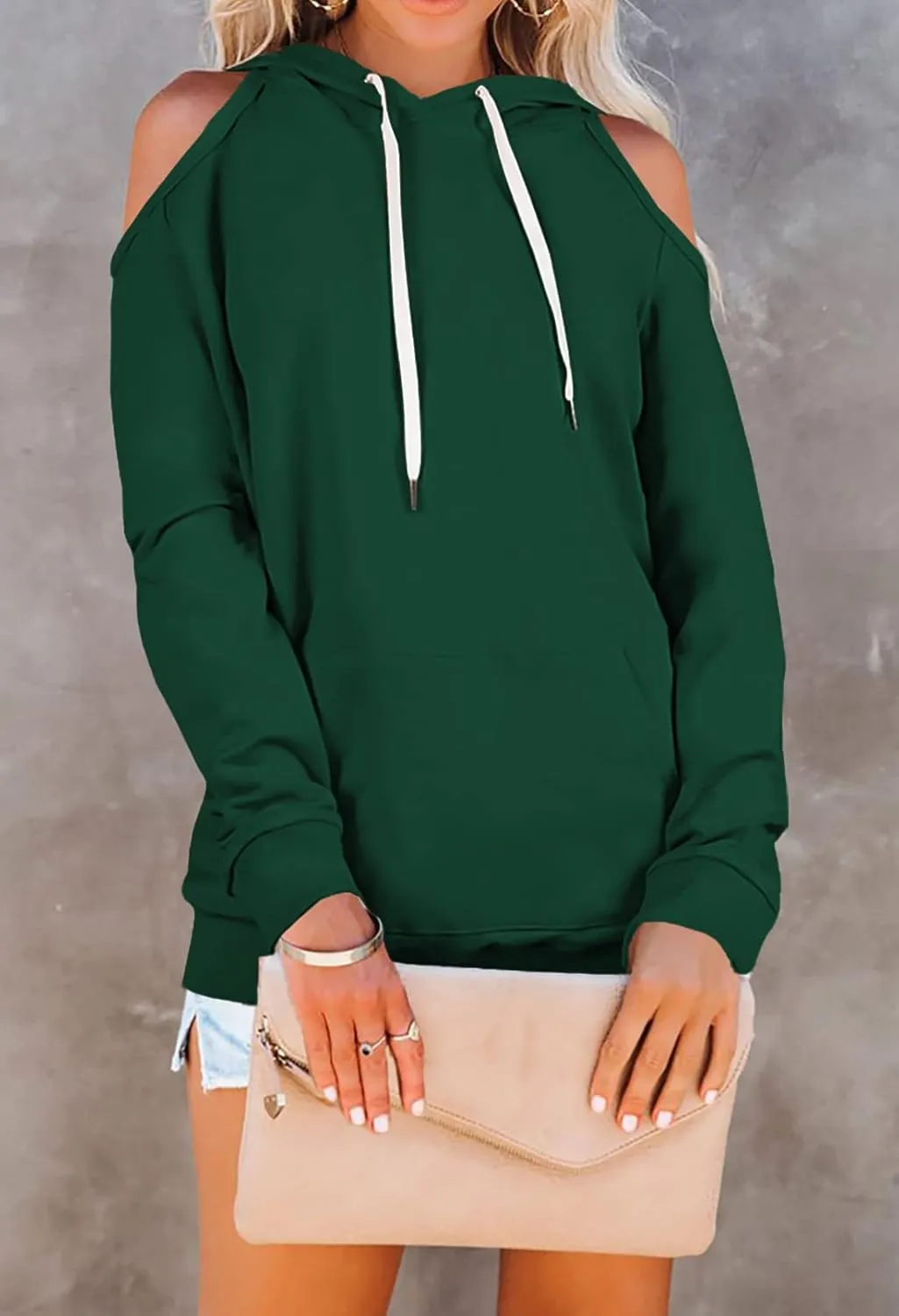 Cutiefox Women's Casual Long Sleeve Drawstring Hoodie Sweatshirts Pullover with Pockets