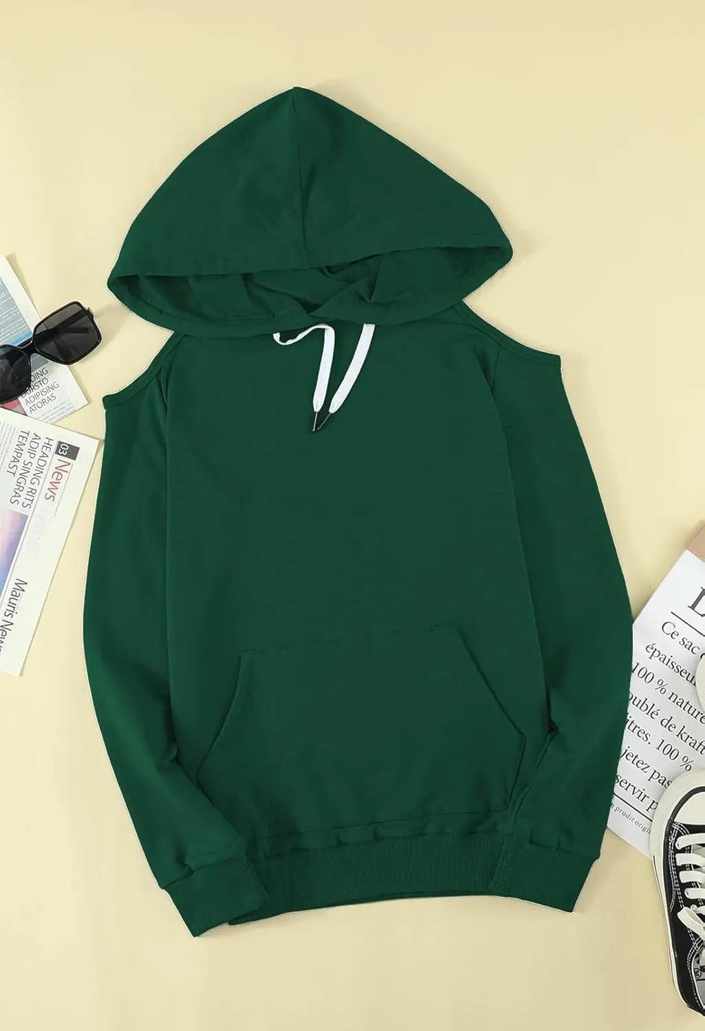 Cutiefox Women's Casual Long Sleeve Drawstring Hoodie Sweatshirts Pullover with Pockets