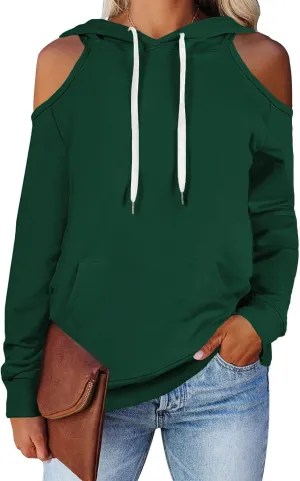Cutiefox Women's Casual Long Sleeve Drawstring Hoodie Sweatshirts Pullover with Pockets