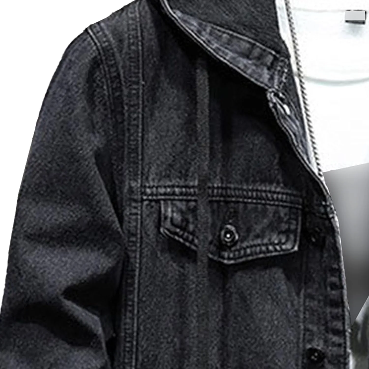 Denim Hoodie Jacket for Men Casual Button Down Jean Coats with Pocket Windproof Distressed Trucker Coat Streetwear