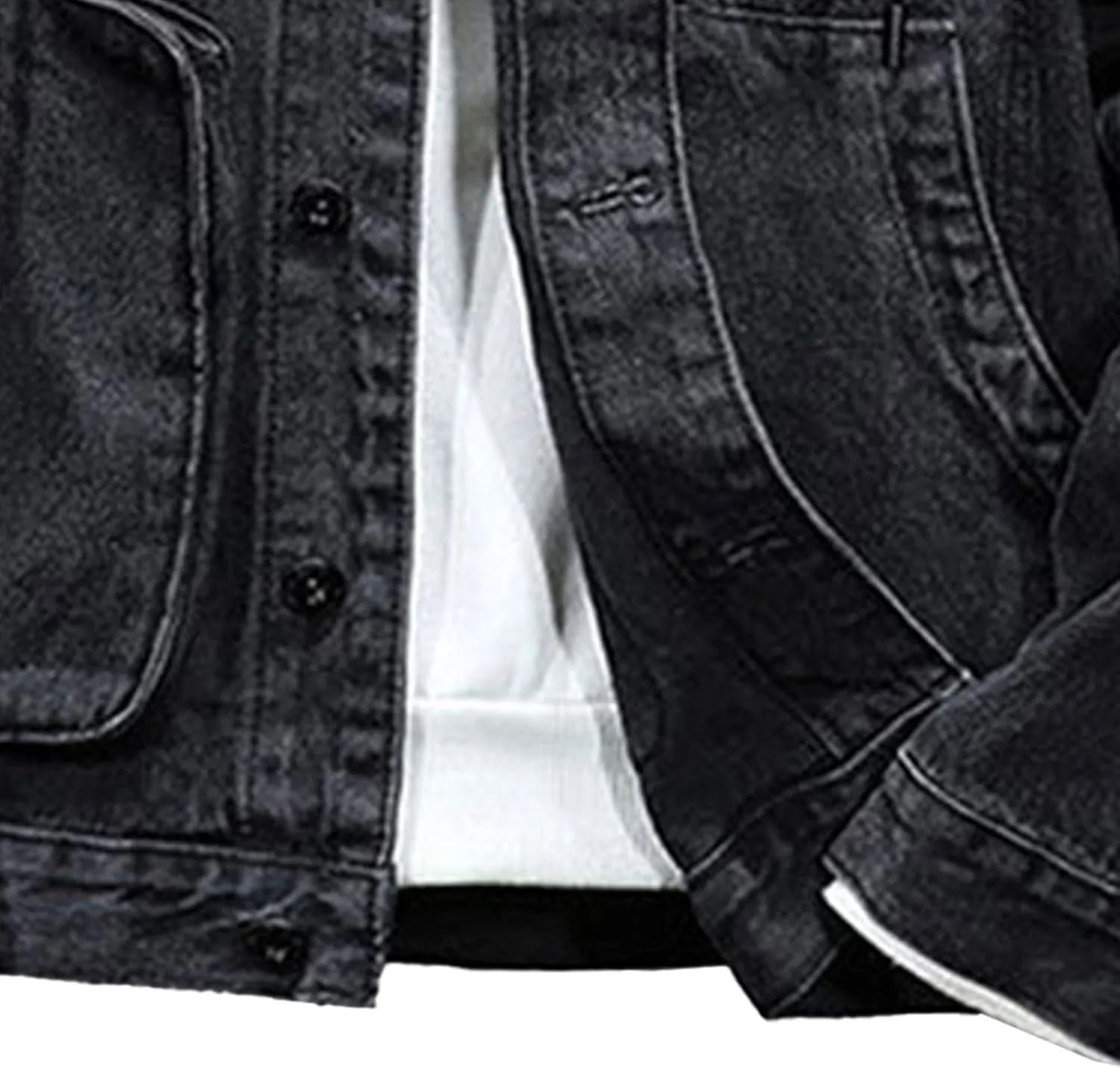 Denim Hoodie Jacket for Men Casual Button Down Jean Coats with Pocket Windproof Distressed Trucker Coat Streetwear