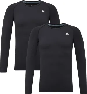 DEVOROPA Youth Boys 2-Pack Compression Shirt Long Sleeve Football Baseball Undershirt Quick Dry Sports Baselayer