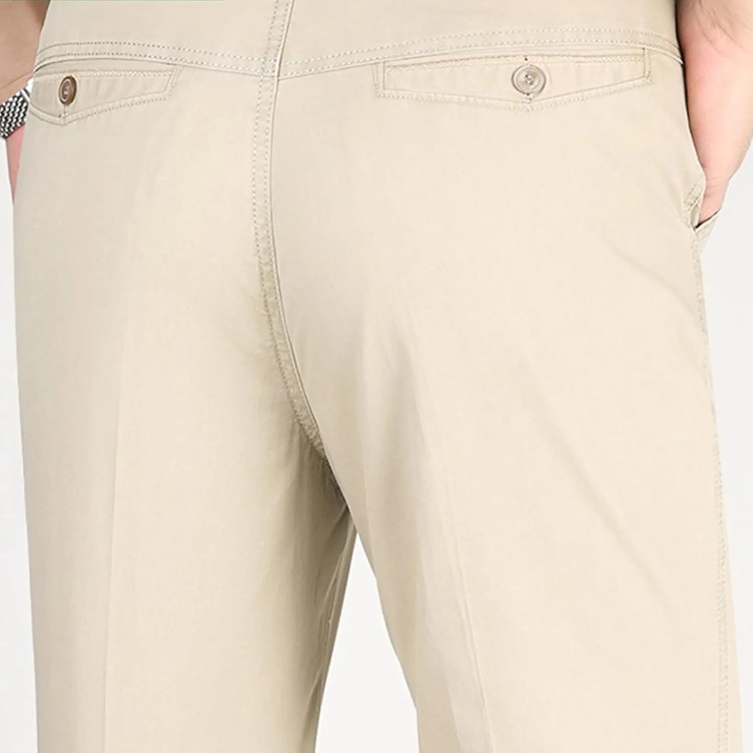 DGHM-JLMY Men's Slim-Fit Casual Stretch Chino Pants Cotton Straight Business Leisure Pants Flat Front Flex Waist Pant