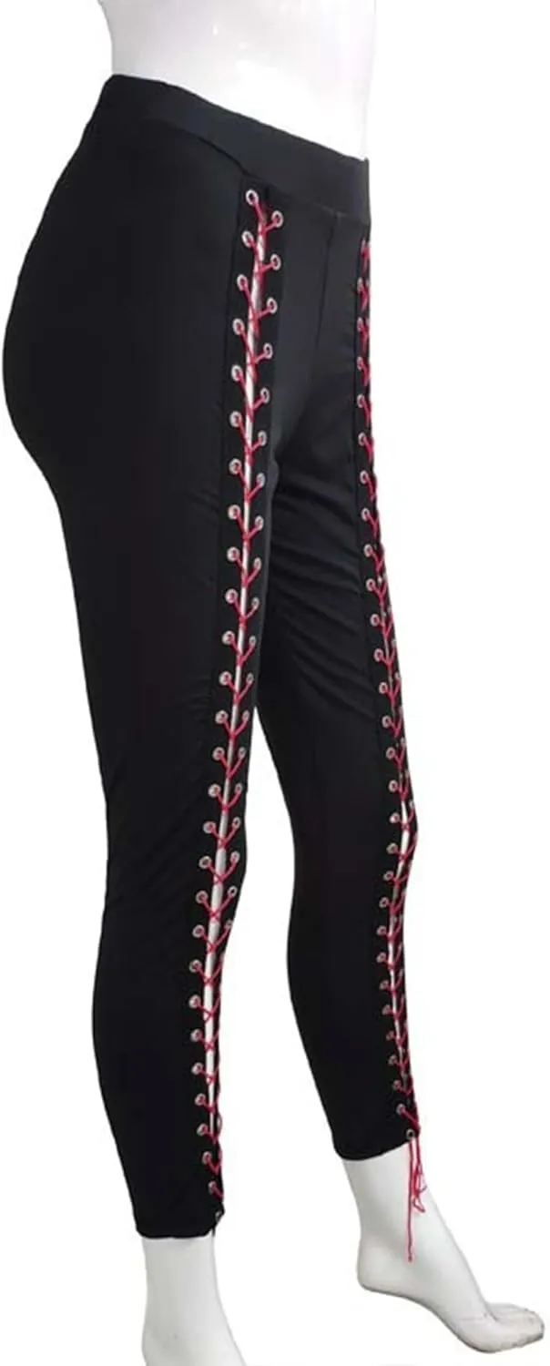 DGHM-JLMY Womens Slim Lace Up Leggings High Waist Bandage Front Lacing Pants Hollow Out Stretch Skinny Narrow Trousers
