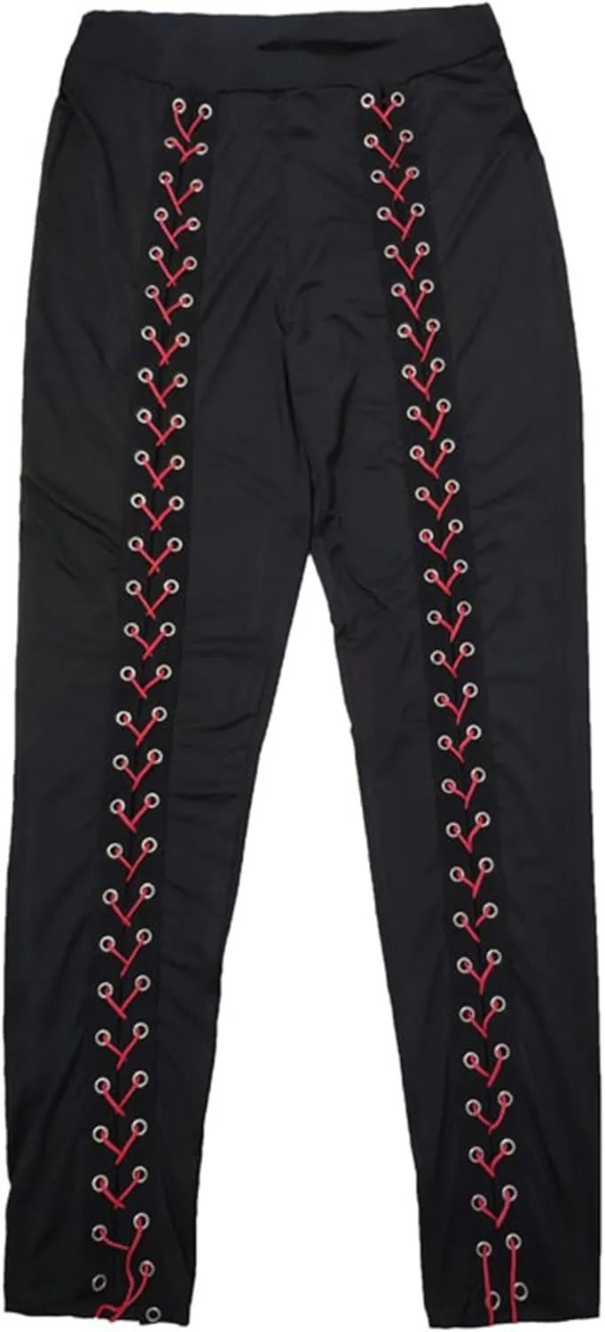 DGHM-JLMY Womens Slim Lace Up Leggings High Waist Bandage Front Lacing Pants Hollow Out Stretch Skinny Narrow Trousers
