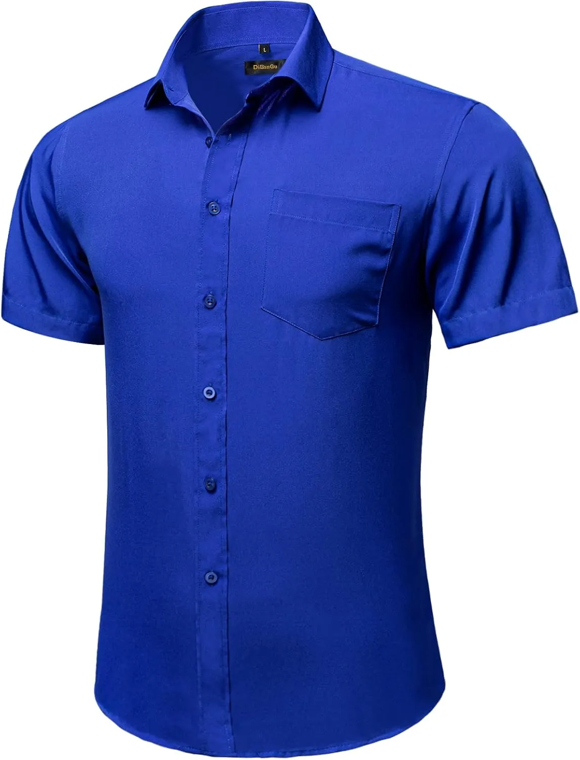 DiBanGu Men's Casual Dress Shirt Cotton Short Sleeve Button Down Shirts Regular Fit Paisley Solid Contrast Design