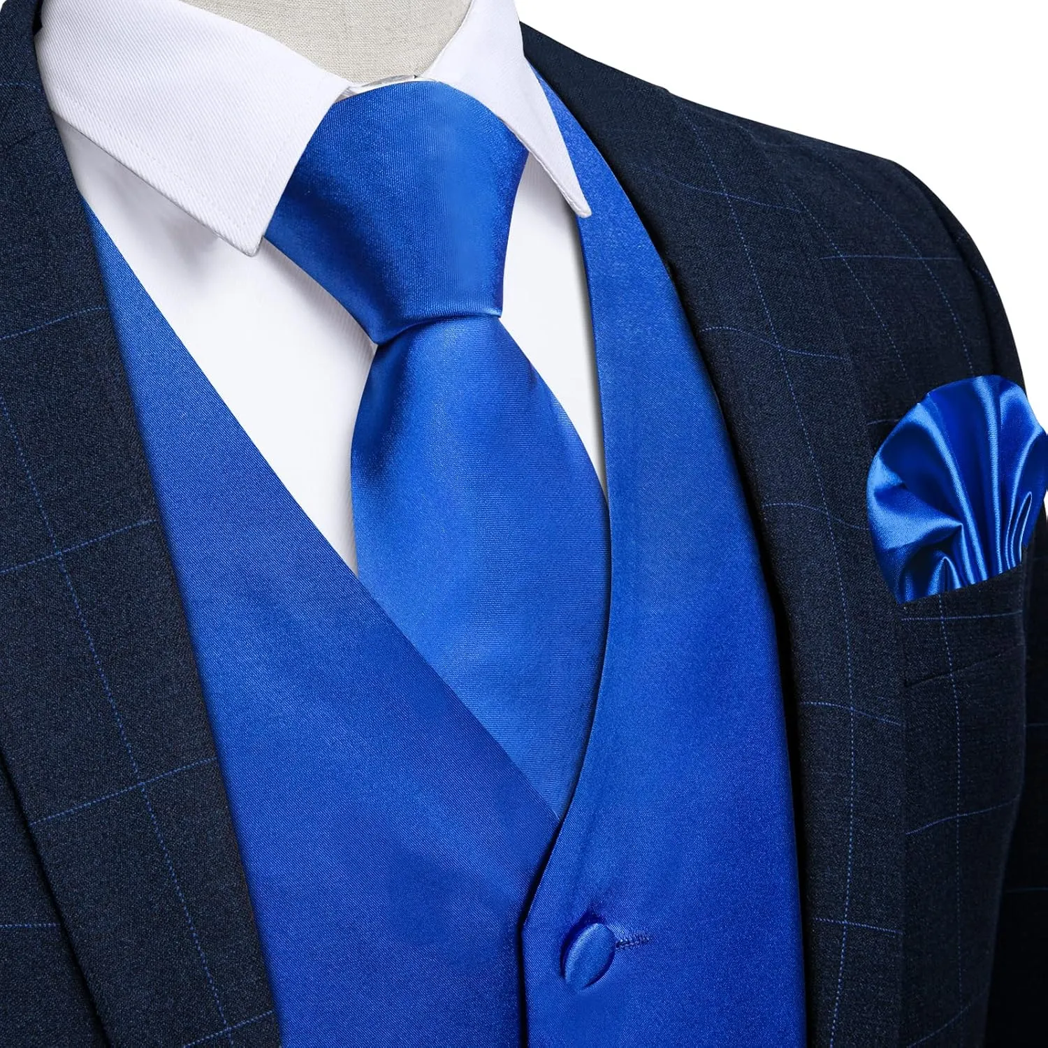 DiBanGu Suit Vest for Men Vest Set with Tie Bowtie Tie Clip Pocket Square Cufflinks 6Pcs Waistcoat