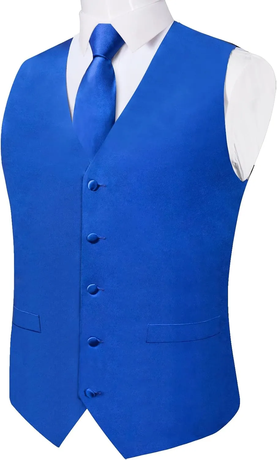 DiBanGu Suit Vest for Men Vest Set with Tie Bowtie Tie Clip Pocket Square Cufflinks 6Pcs Waistcoat