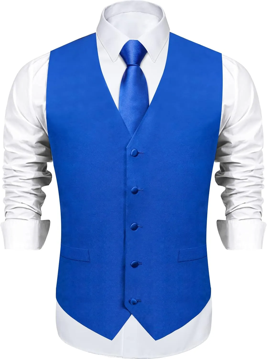 DiBanGu Suit Vest for Men Vest Set with Tie Bowtie Tie Clip Pocket Square Cufflinks 6Pcs Waistcoat