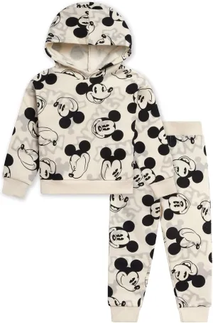 Disney Mickey Mouse Fleece Pullover Hoodie and Pants Outfit Set Newborn to Big Kid Sizes (0-3 Months - 14-16)