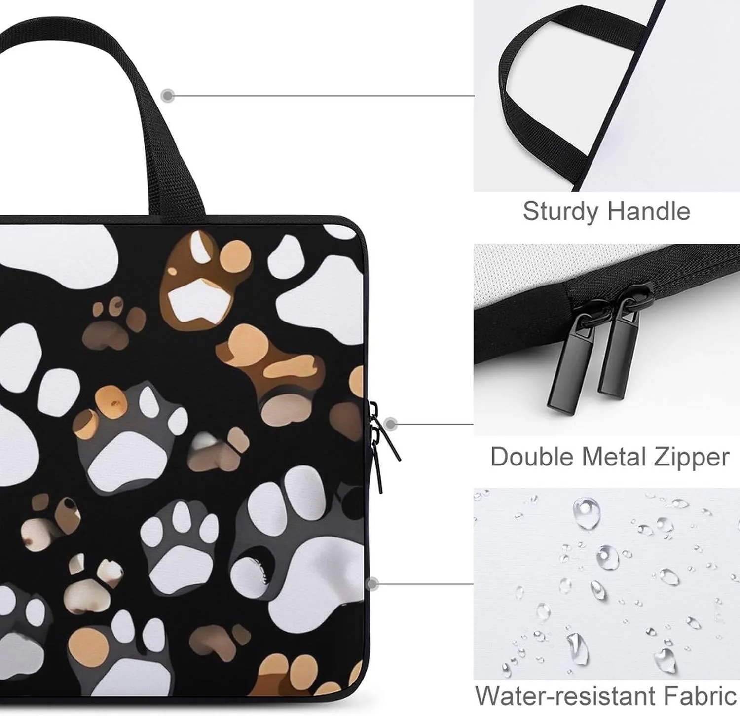 Dog Paw Print Laptop Bag Durable Laptop Sleeve Water-Resistant Notebook Bag for Computer Or Tablet