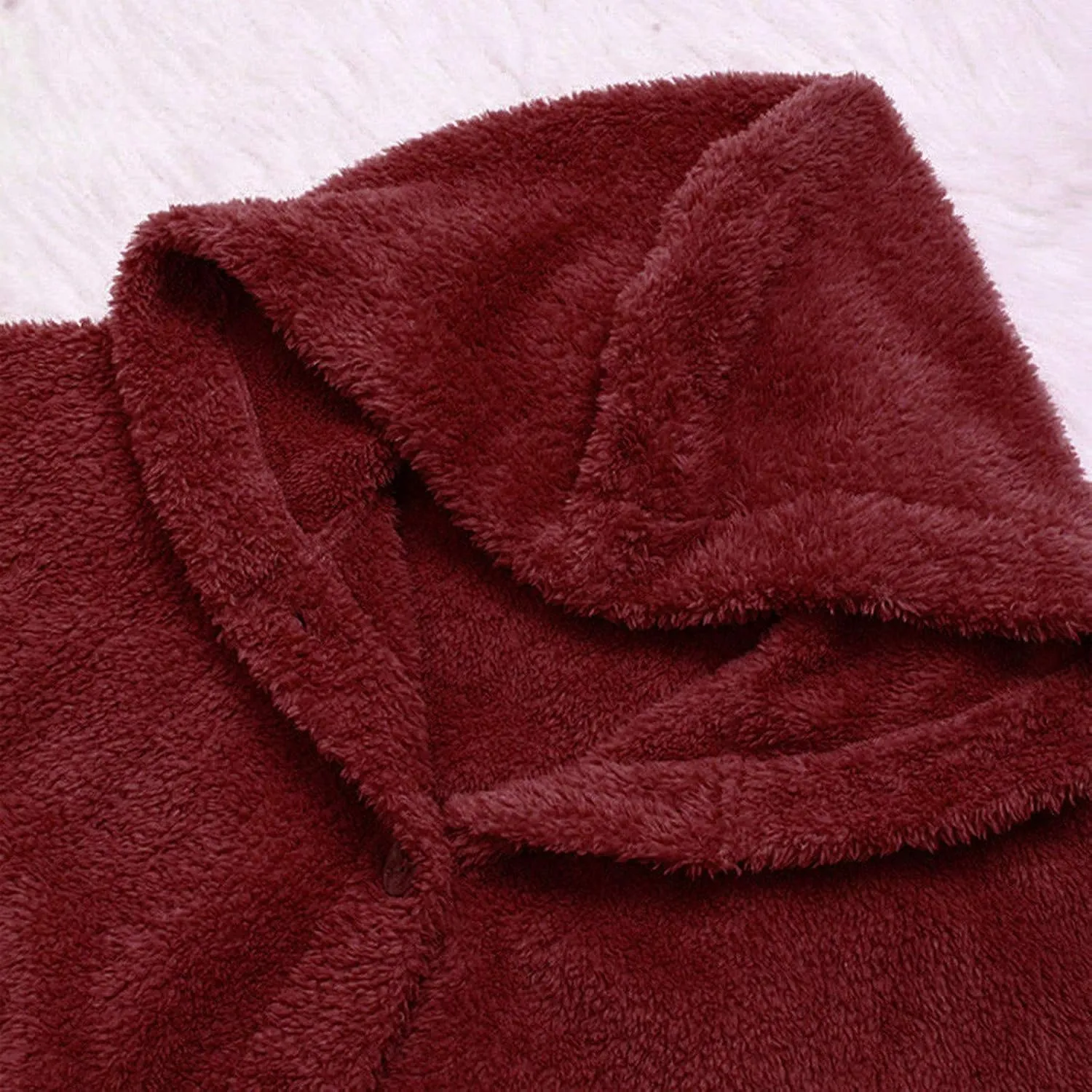 DOLKFU Women's Sherpa Hoodies Coats Button Outwear Jackets Fuzzy Fleece Trench Long Jacket 2022 Fall Winter Cute Hooded