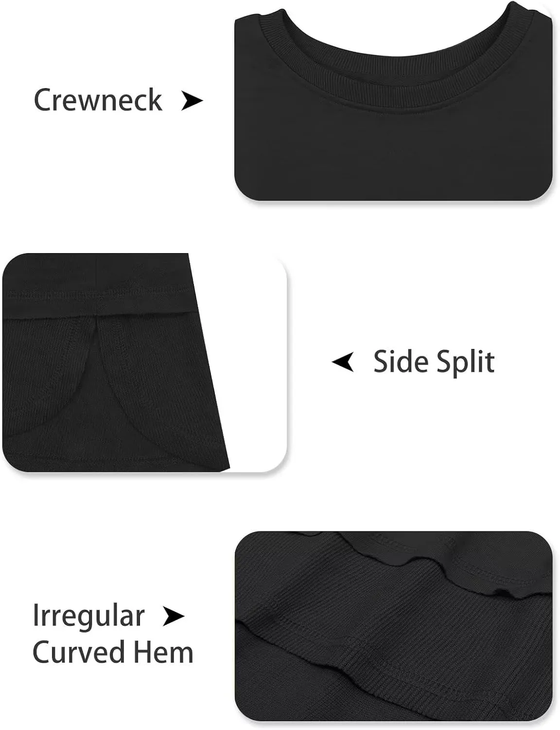 DOLNINE Plus-Size-Sweatshirts for Women Casual Crewneck Shirts Long Sleeve Side Split Tunic Tops Loose Fit Pullover