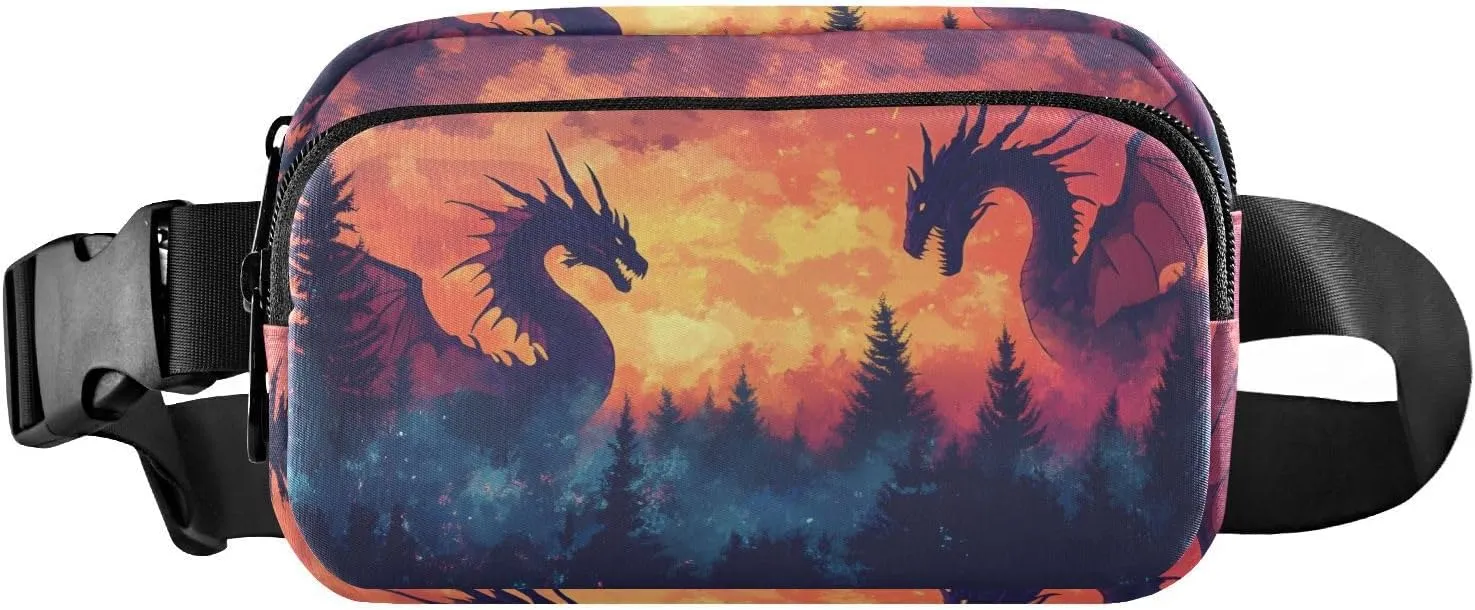 Dragons Forest Fanny Pack Water Resistant Waist Pack Sling Bag Purse for Women Men Travel Hiking