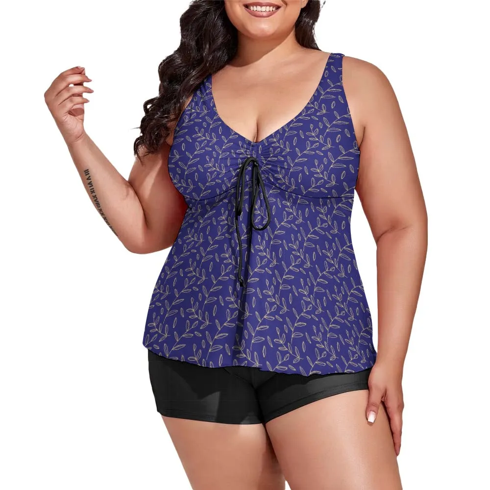 E&E Signature Red-wine Women's split swimsuit. Plus Size Bathing suit.