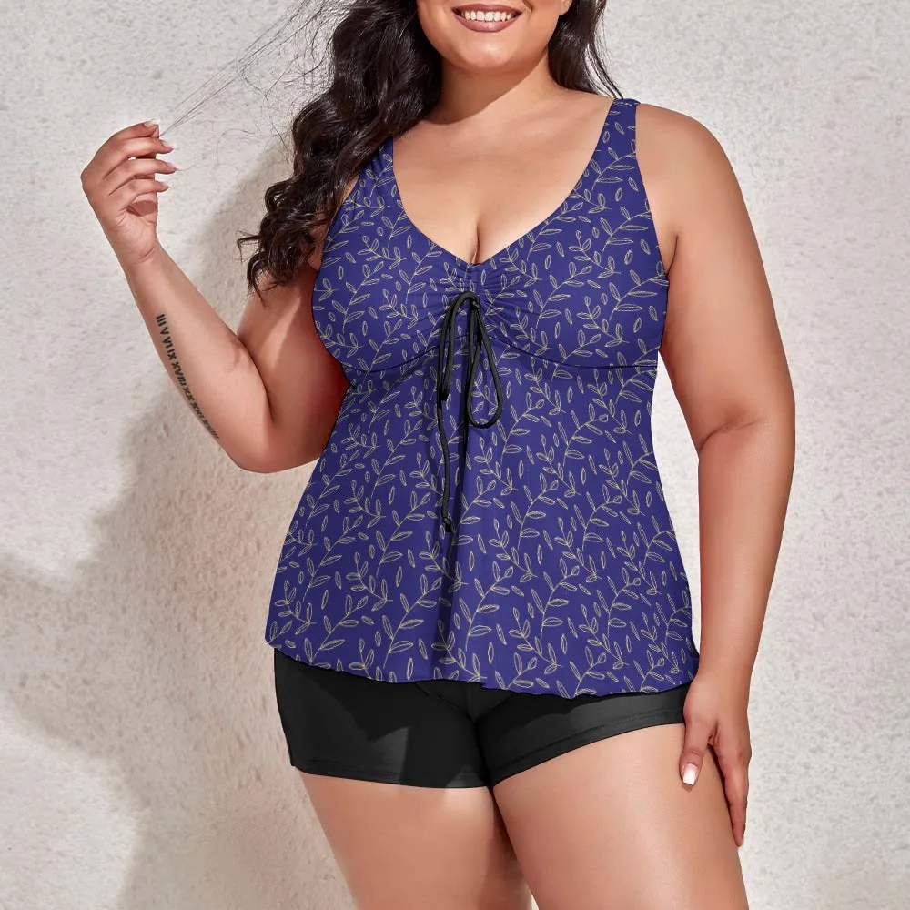 E&E Signature Red-wine Women's split swimsuit. Plus Size Bathing suit.