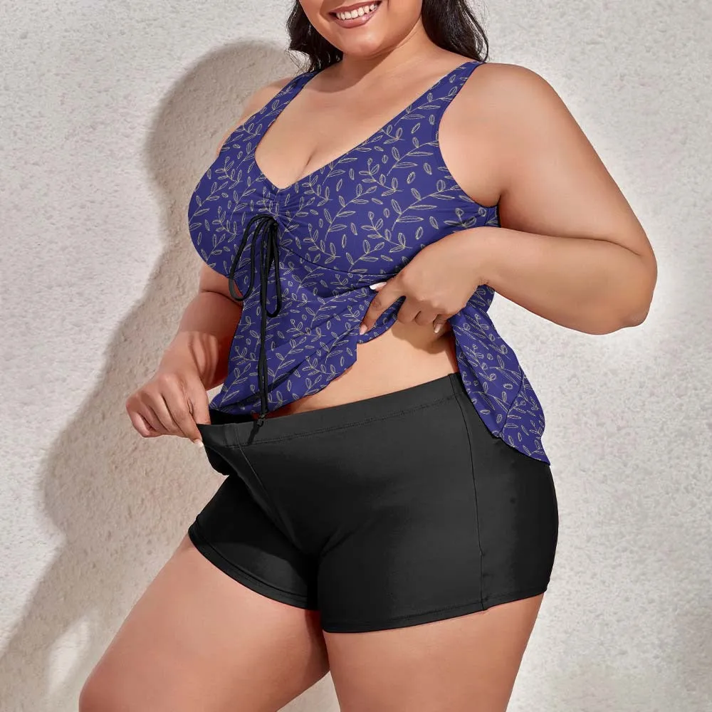 E&E Signature Red-wine Women's split swimsuit. Plus Size Bathing suit.