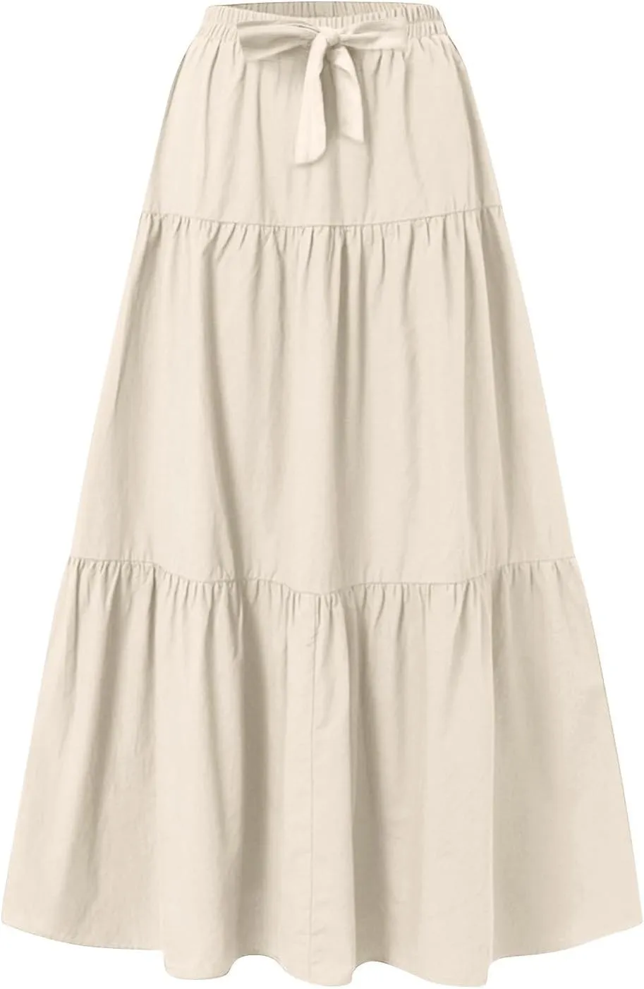 Elastic Waistband Long Beach Skirt Elegant Swinging Layered White Dress Women Beach Fashion for Women Black Skirt
