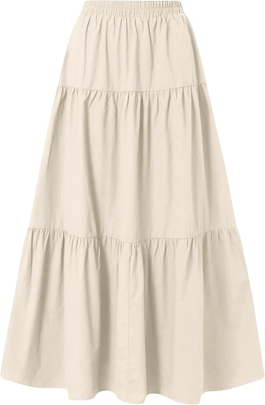 Elastic Waistband Long Beach Skirt Elegant Swinging Layered White Dress Women Beach Fashion for Women Black Skirt
