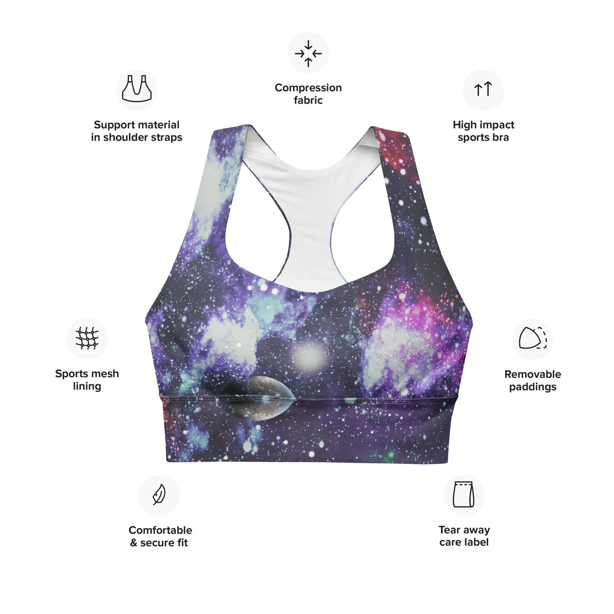 Electric Galaxy Outer Space Sports Bra, lioness-love