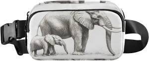 Elephant Sketch Fanny Pack Water Resistant, Women Men Waist Pack Sling Bag Purse for Travel Hiking