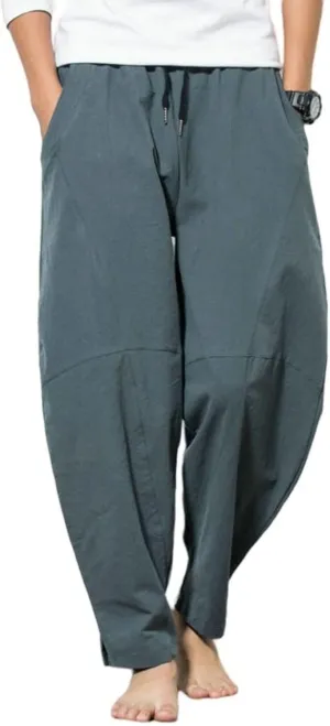 evzosrz Mens Harem Pants Casual Drawstring Elastic Waist Baggy Lightweight Trouser Hippie Fall Beach Yoga Pants Trousers
