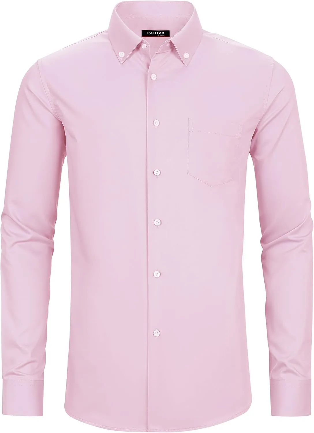 FAHIZO Men's Dress Shirt Regular Fit Soild Casual Business Formal Long Sleeve Button Down Shirts with Pocket
