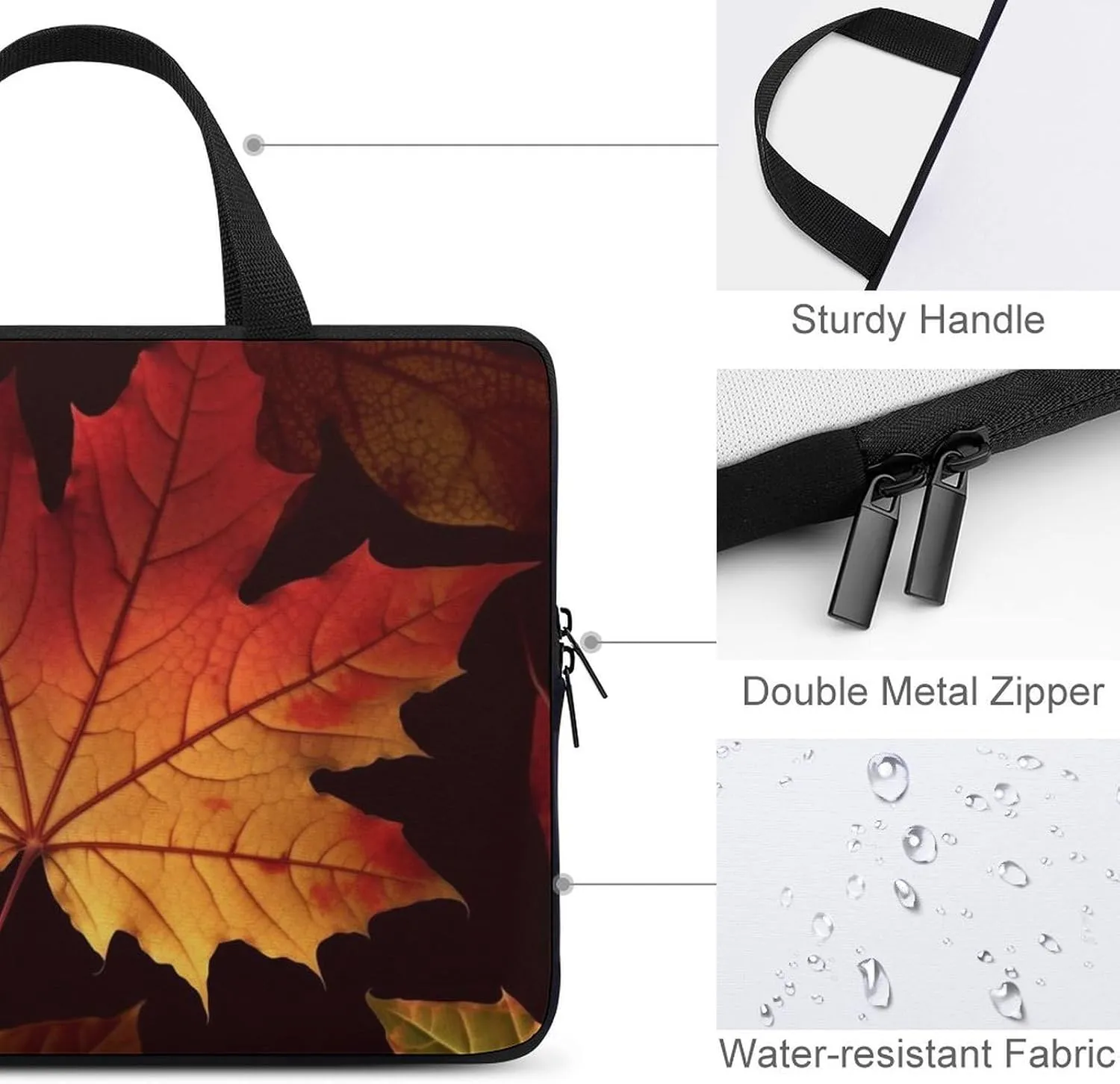 Fall Autumn Leaves Laptop Bag Durable Laptop Sleeve Water-Resistant Notebook Bag for Computer Or Tablet