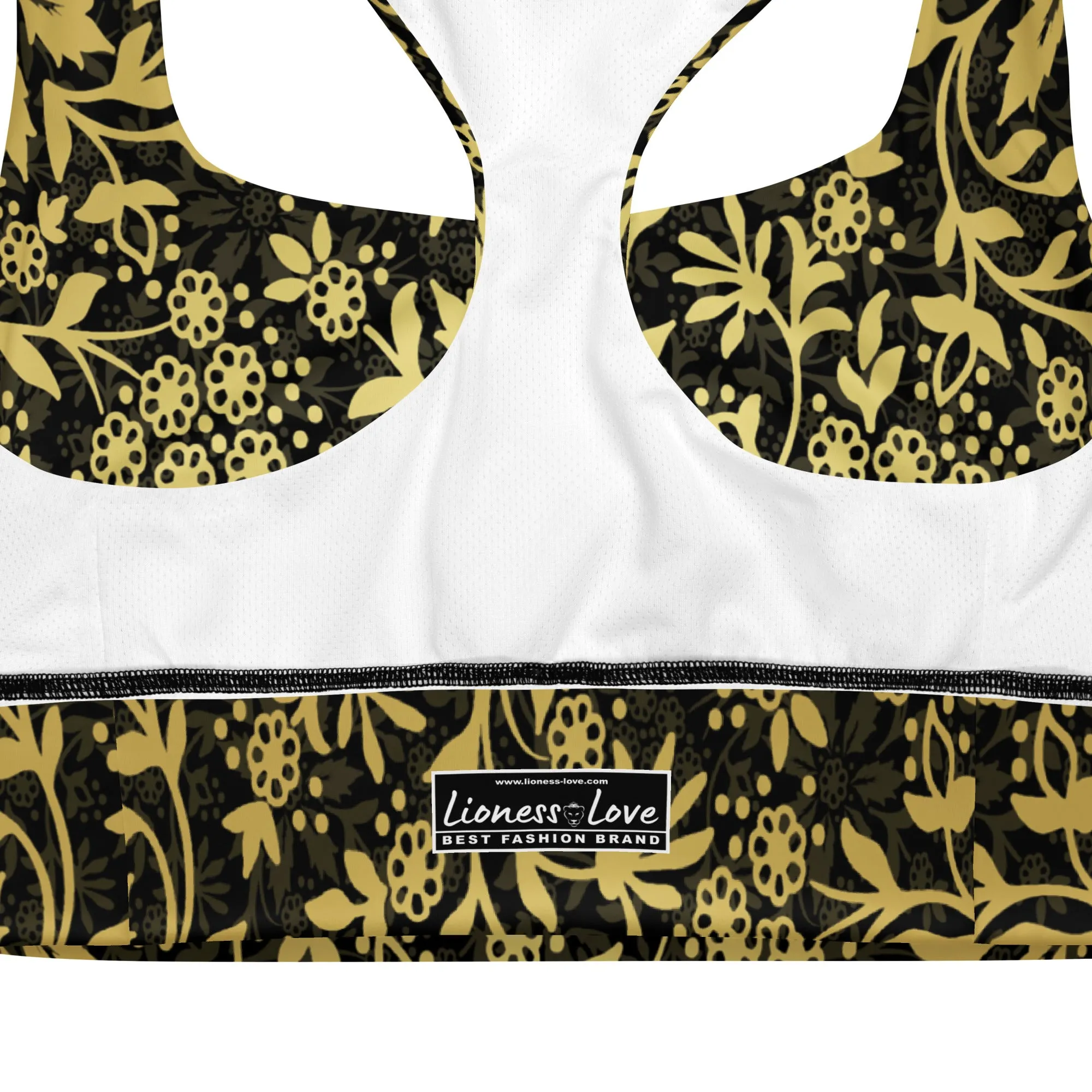 Fashion Gold and Black Sports Bra, lioness-love