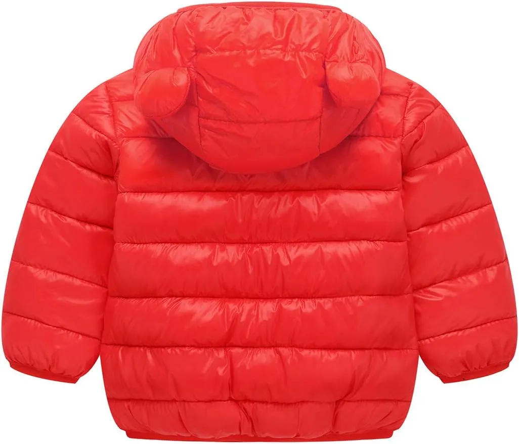 Favorland Baby Boys Girls Toddler Kids Winter Coats with Ears Hoods Padded Puffer Jacket
