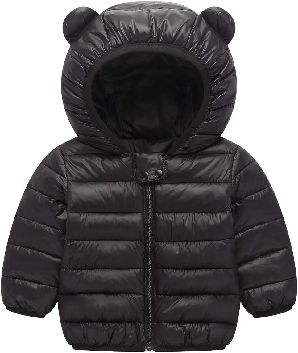 Favorland Baby Boys Girls Toddler Kids Winter Coats with Ears Hoods Padded Puffer Jacket