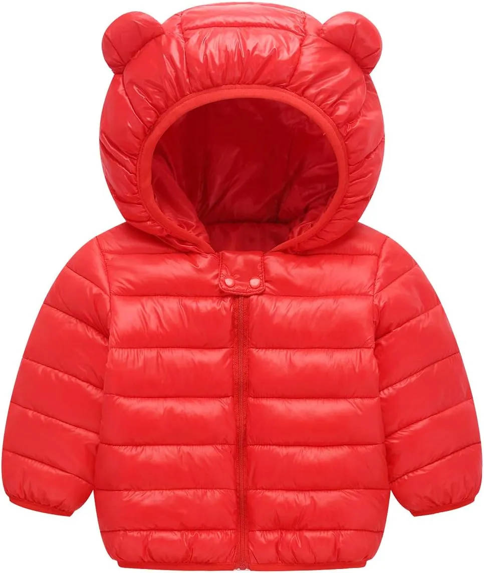 Favorland Baby Boys Girls Toddler Kids Winter Coats with Ears Hoods Padded Puffer Jacket