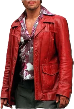 FC Brad Pitt Tyler Fighting Club Coat Leather Jacket Tyler Durden Coat Cosplay Halloween Costume