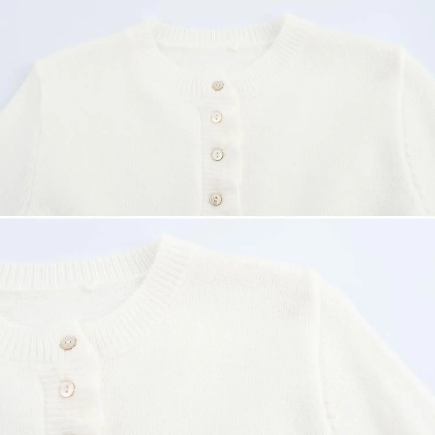 FindThy Womens Cropped Cardigan Sweater Trendy Crewneck Ruffle Long Sleeve Button Down Knitwear Tops