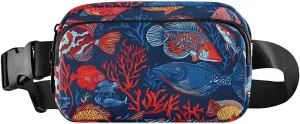 Fishes Pattern Fanny Pack Water Resistant, Women Men Waist Pack Sling Bag Purse for Travel Hiking